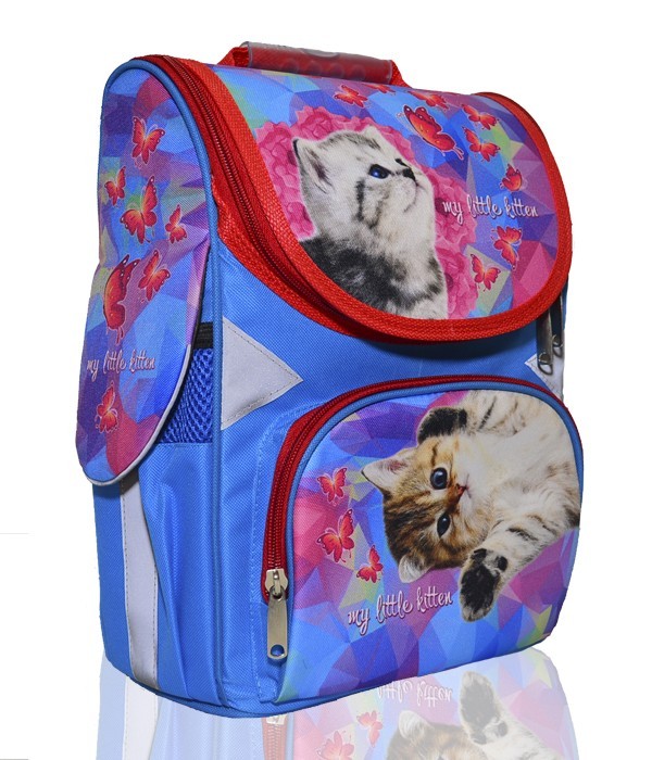 

Рюкзак школьный Ортопедичный Ранец Josef Otten для девочек голубой My little kitten