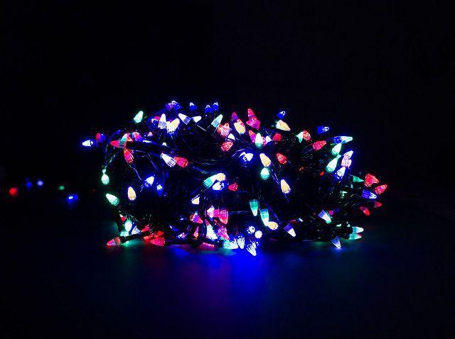 

Гирлянда чёрный шнур 500 Led конусные лампочки, мультицвет