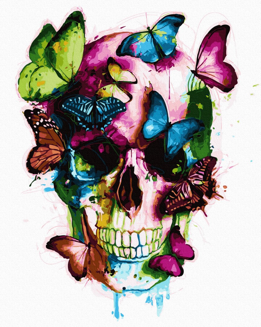 

Картина по номерам / анти-стресс раскраска Brushme Череп с бабочками