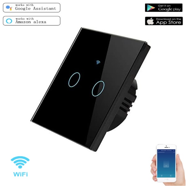 

Умный Сенсорный Двухканальный Выключатель Smart Switches Wi-Fi с управлением голосом (Alexa/Google Home) и приложением Android / IOS (TG86-04)