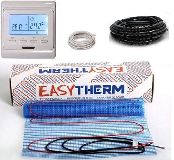 

Теплый пол EASYTHERM/200 нагревательный двухжильный мат 500Вт 2.5 м² с программируемым терморегулятором в комплекте (T500701)