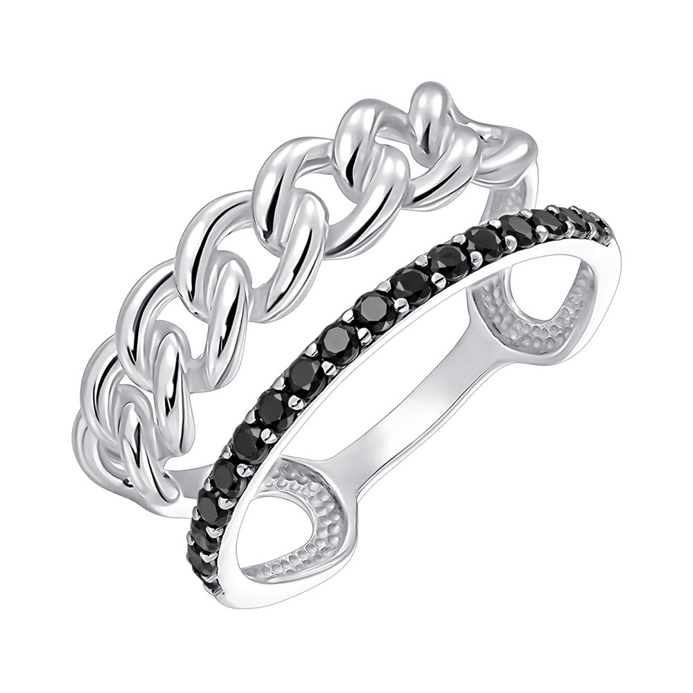 

Серебряное кольцо с черными фианитами 000149655 16 размера