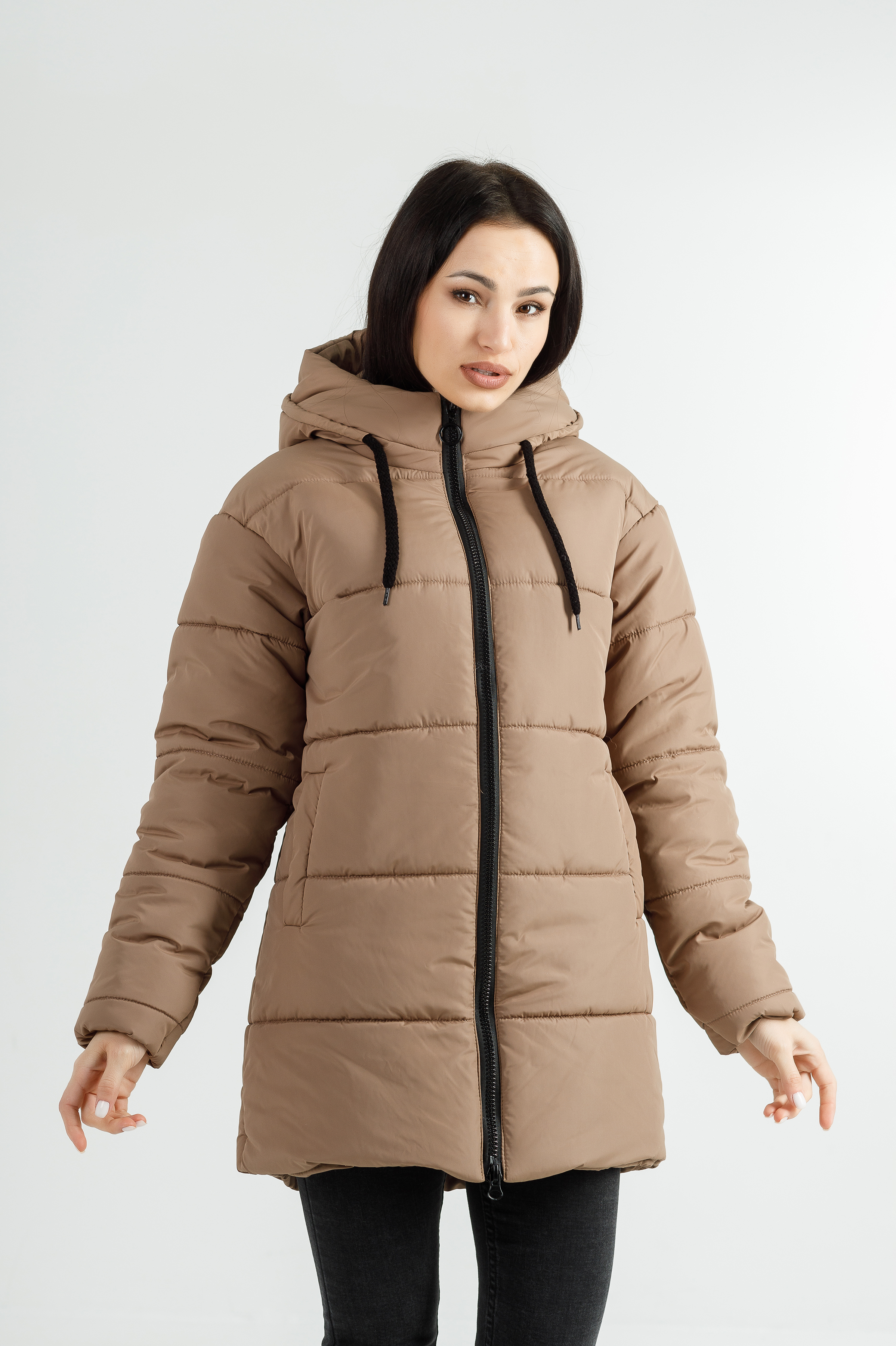 

Удлинённая зимняя куртка для девушки Torry Руди 46 бежевая (9770)