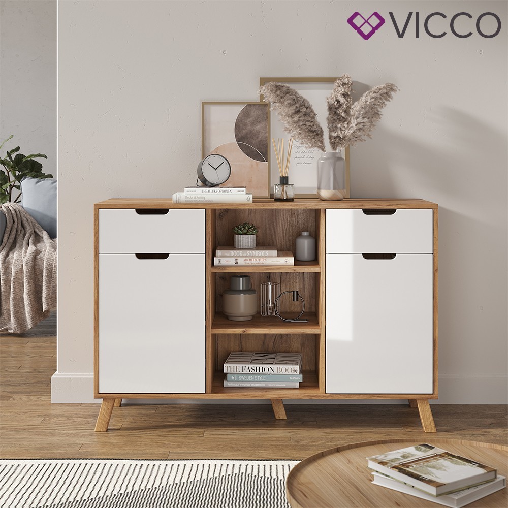 

Комод на ножках Vicco Bronx, сонома, белый