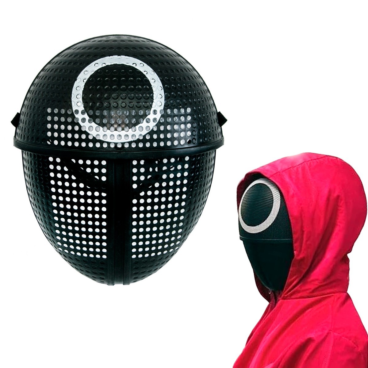 

Squid game mask - чорна маска з гри в кальмара маскарадна "Коло - Робочий"