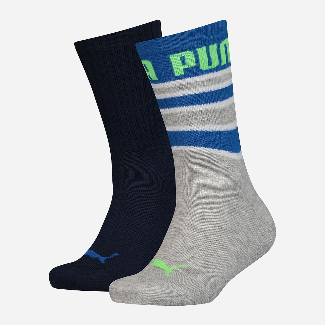 

Набор носков Puma Boys Classic Sock 2p Stripes 104003001-030 31-34 р 2 пары Синий/Серый