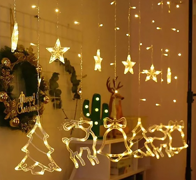 

Светодиодная гирлянда штора с фигурками SK CC18027 Теплый белый свет (gr_018357)