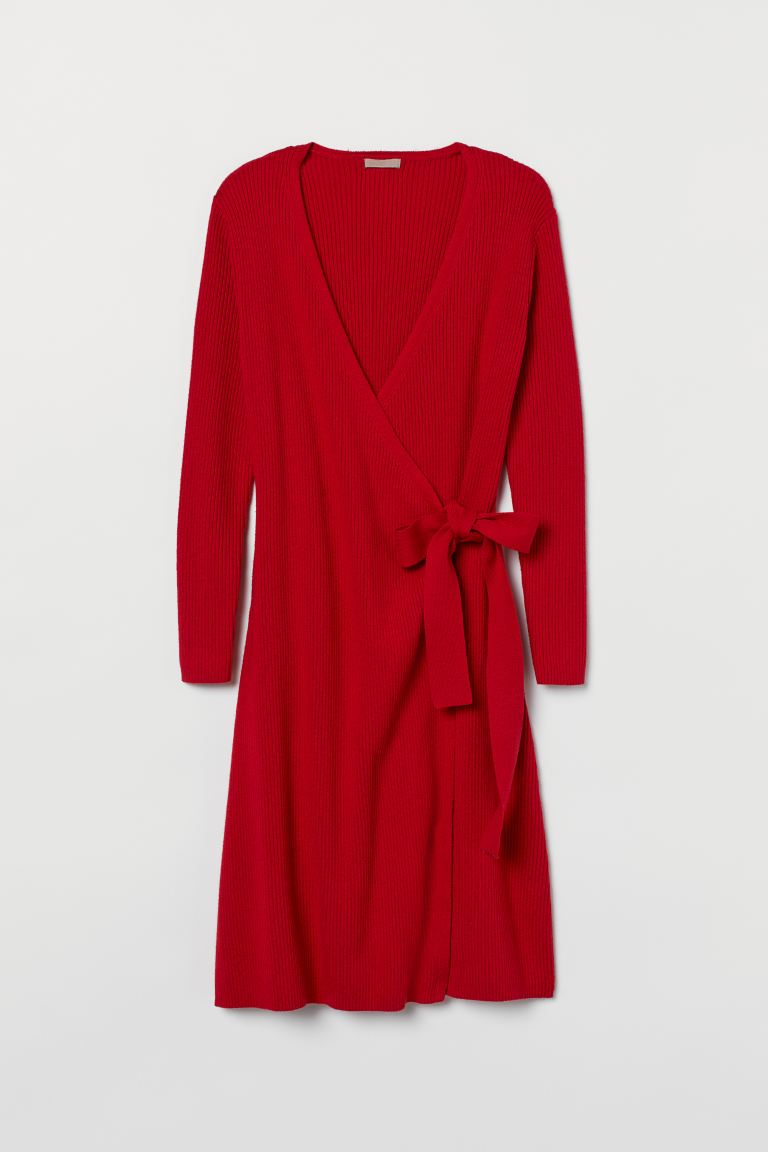 

Вязаное платье на запахе H&M XL Красный