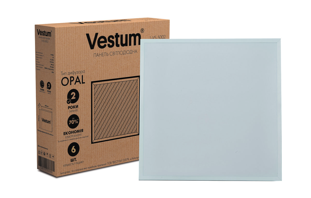 

Панель светодиодная LED OPAL 50W 595x595 6500K 220V Vestum