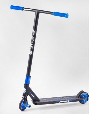 

Самокат трюковый 14106 Best Scooter HIC-система черный с синим