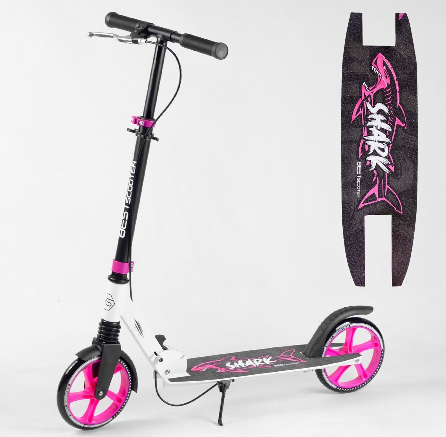 

Самокат двухколесный "Best Scooter" 14790 "SHARK черный с розовым