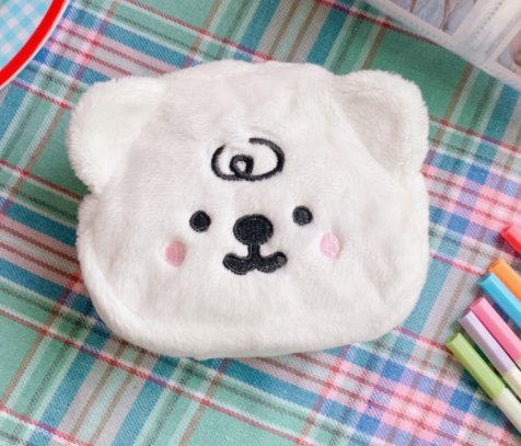 

Меховой детский кошелек-косметичка Мишка белый