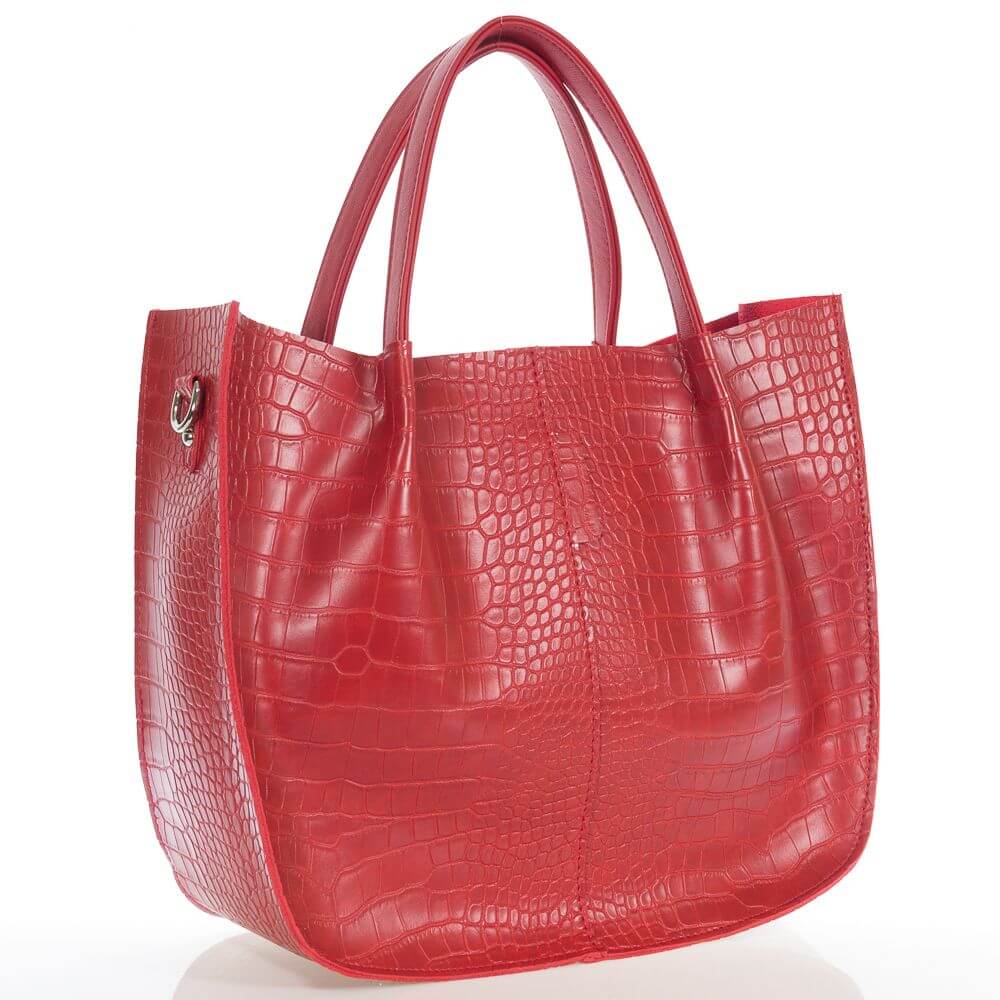 

Женская сумка МИС, эко кожа, большая, крокодил, красная (35862-6)