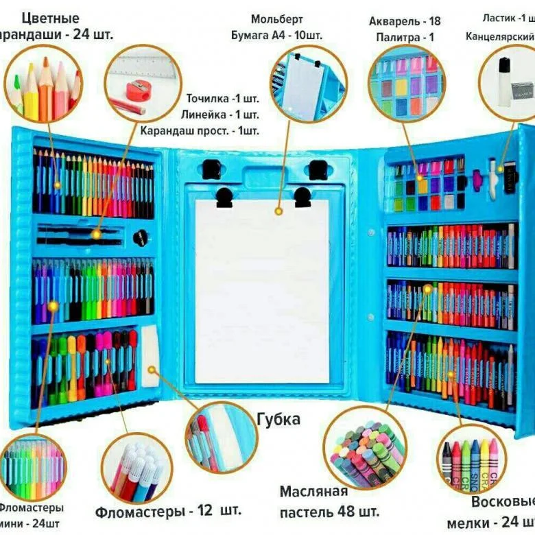 

Набор для рисования в чемодане Art Set 208 предметов Голубой