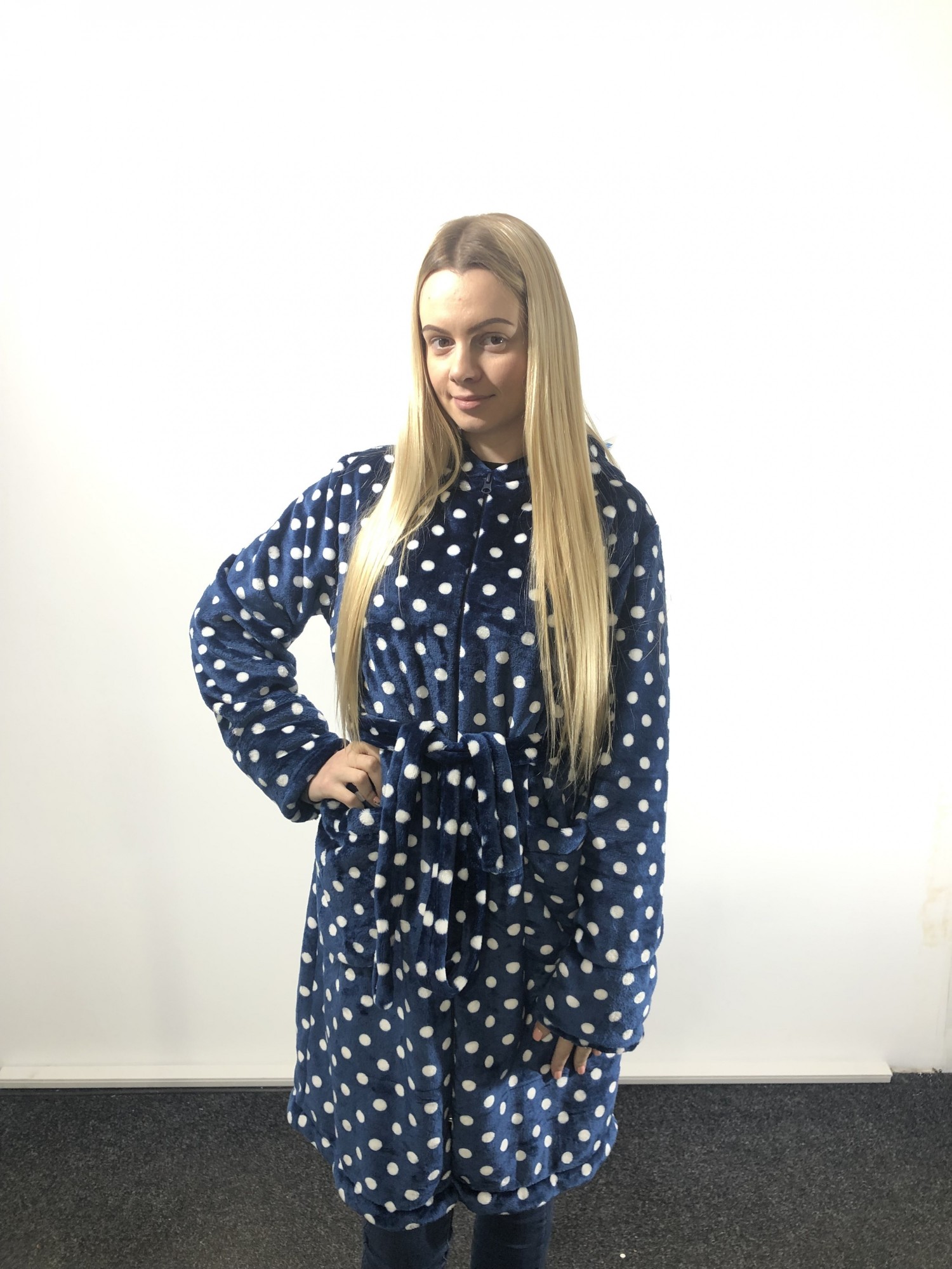 

Халат женский Elegans 8212  синий с белым, Халат женский Elegans 8212 L синий с белым