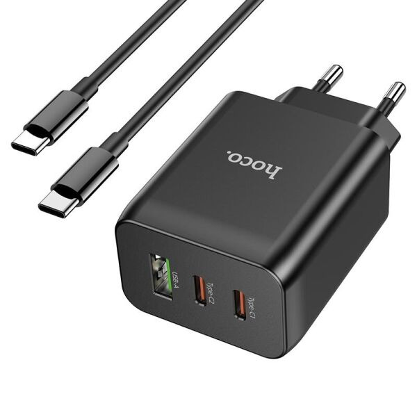 

Сетевое зарядное устройство Hoco N18 GaN Phenomenon (65W) + кабель Type-C to Type-C - Black