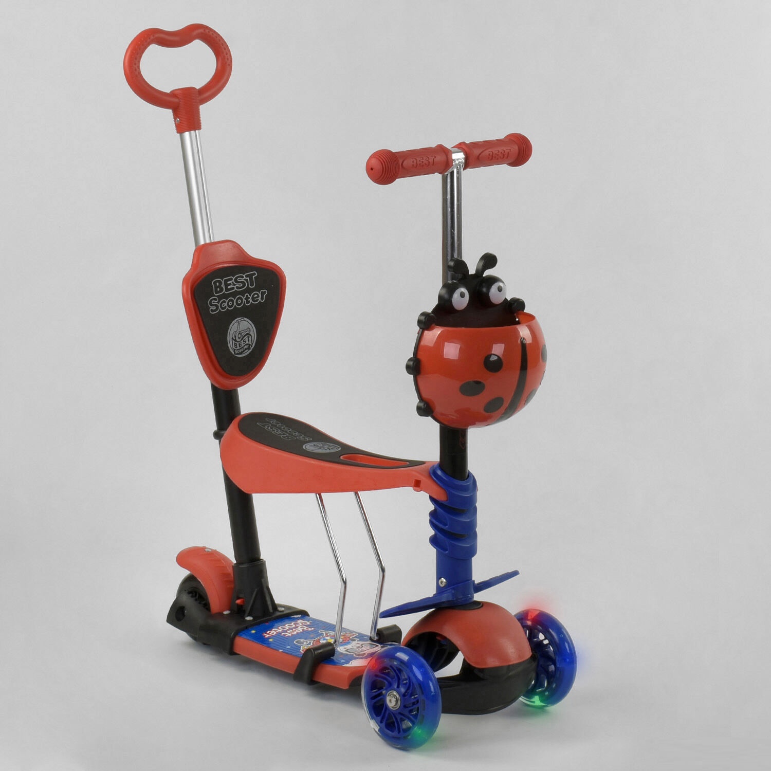

Самокат Best Scooter 92059 трехколесный 5 в 1 Красно-синий