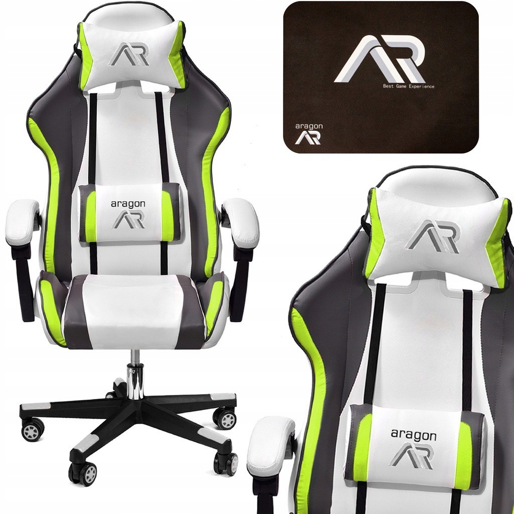 

​Компьютерное кресло для геймера JUMI ARAGON TRICOLOR LIME-WHITE + коврик под мышь в подарок!