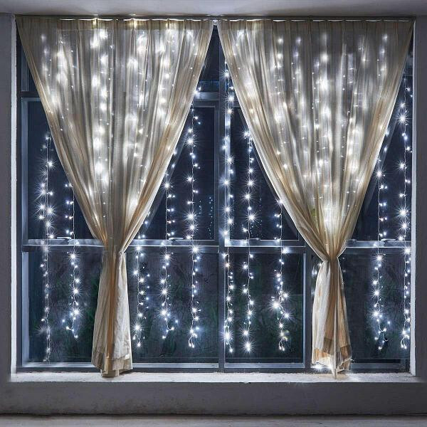 

Гирлянда-штора занавес 3х2м 300 LED светодиодная на окно прозрачный провод от сети Холодный Белый (1004533)