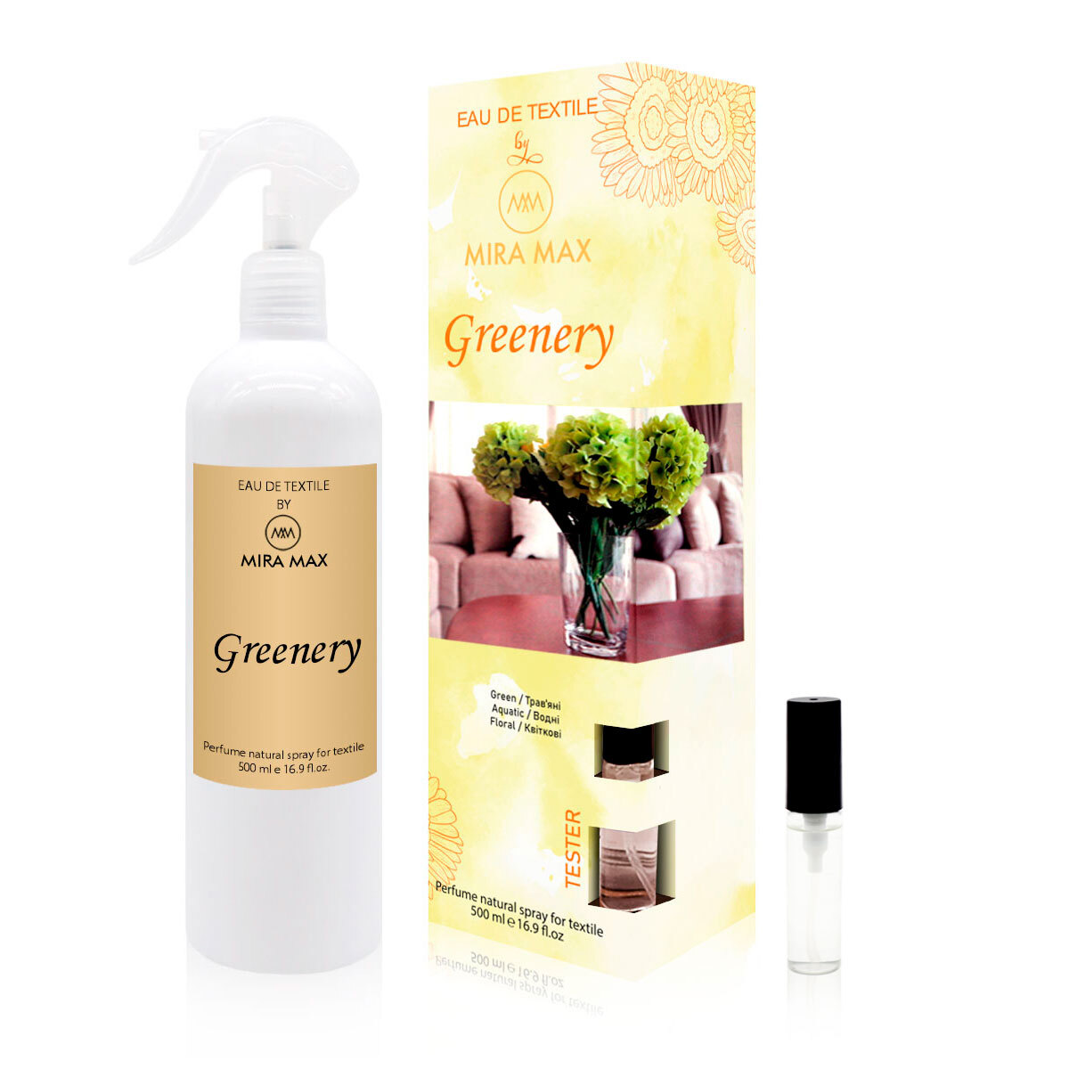 

Парфюмированный освежитель для текстиля Mira Max GREENERY, 500 мл