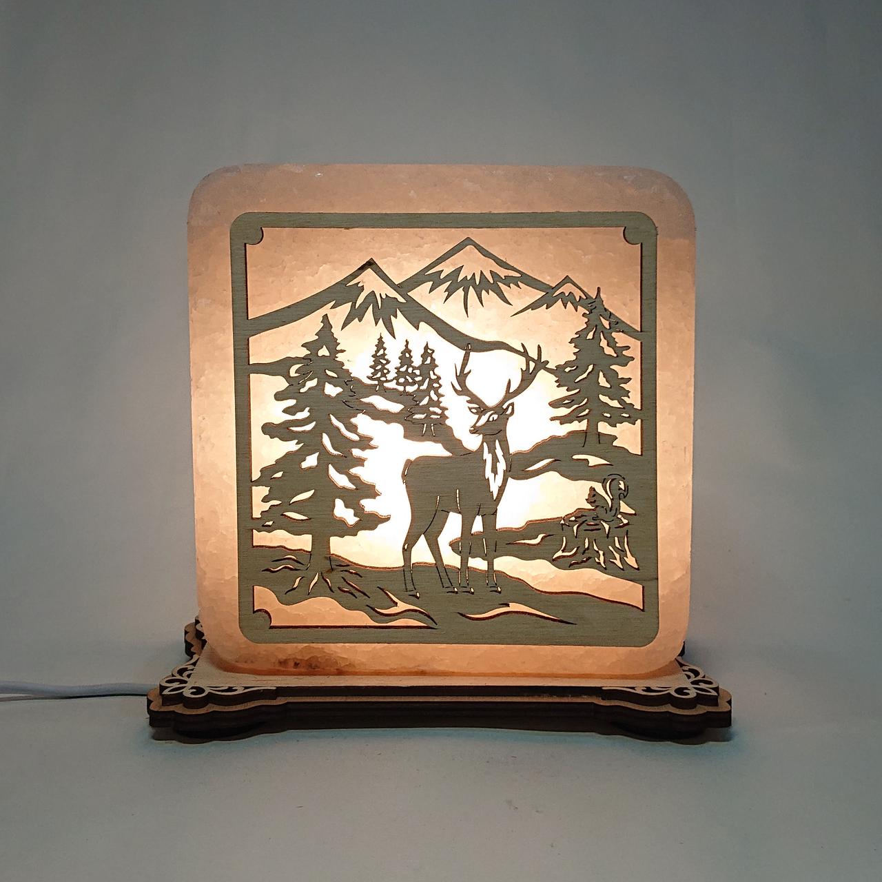 

Соляной светильник "Олень". Жёлтая подсветка