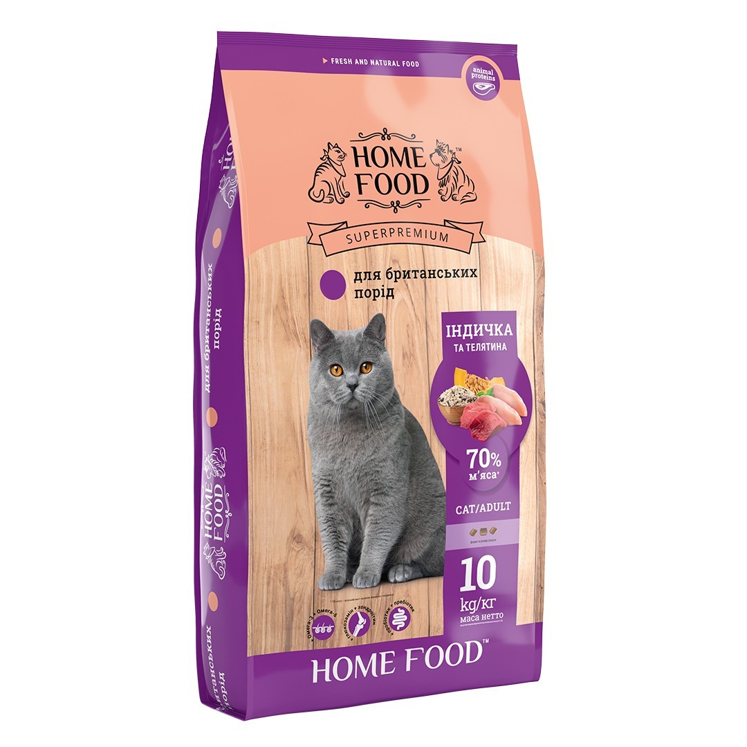 

Корм HOME FOOD для взрослых котов британских и шотландских пород "Индейка и телятина" 10 кг