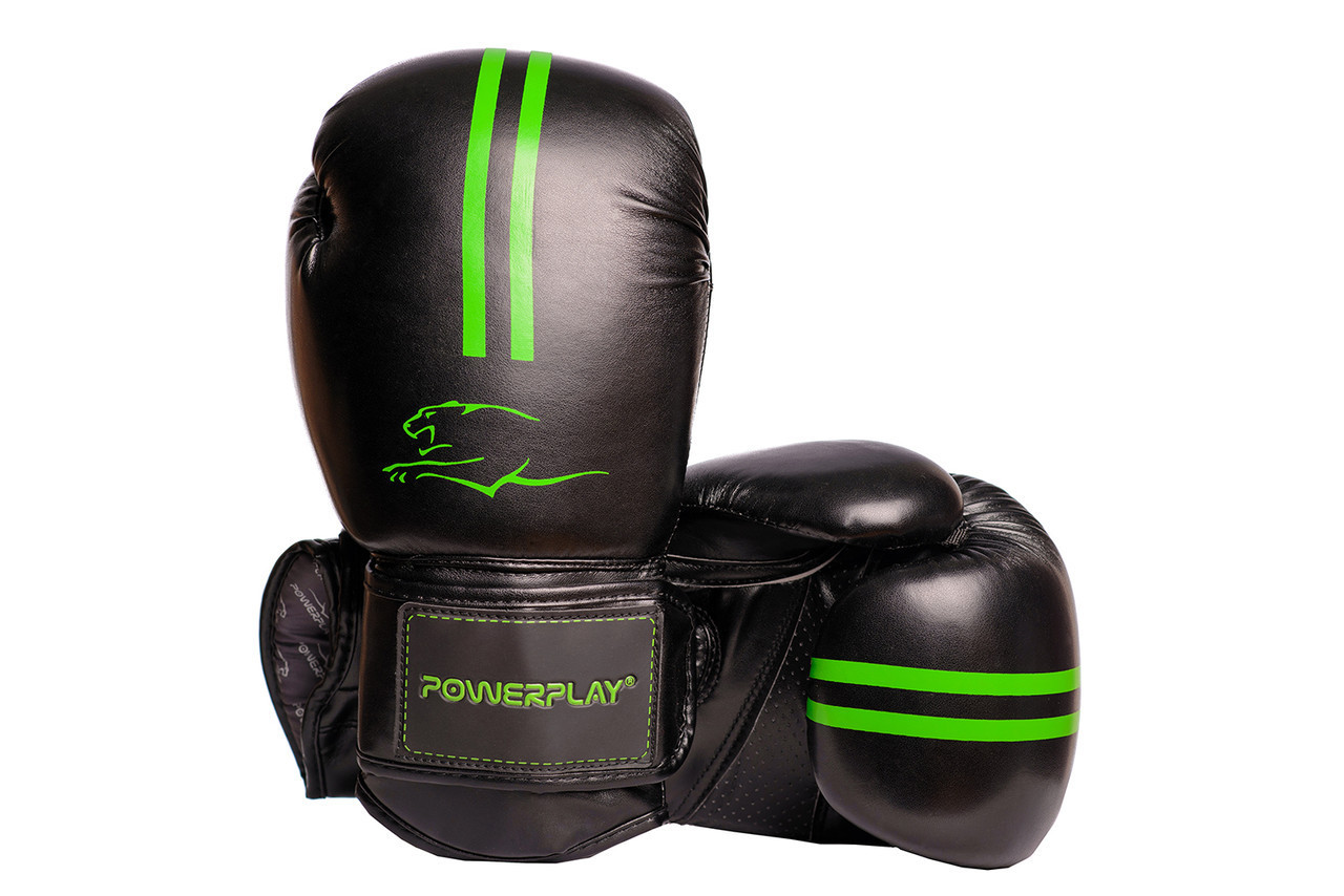 

Боксерские перчатки PowerPlay 3016 Black-Green 12 унций