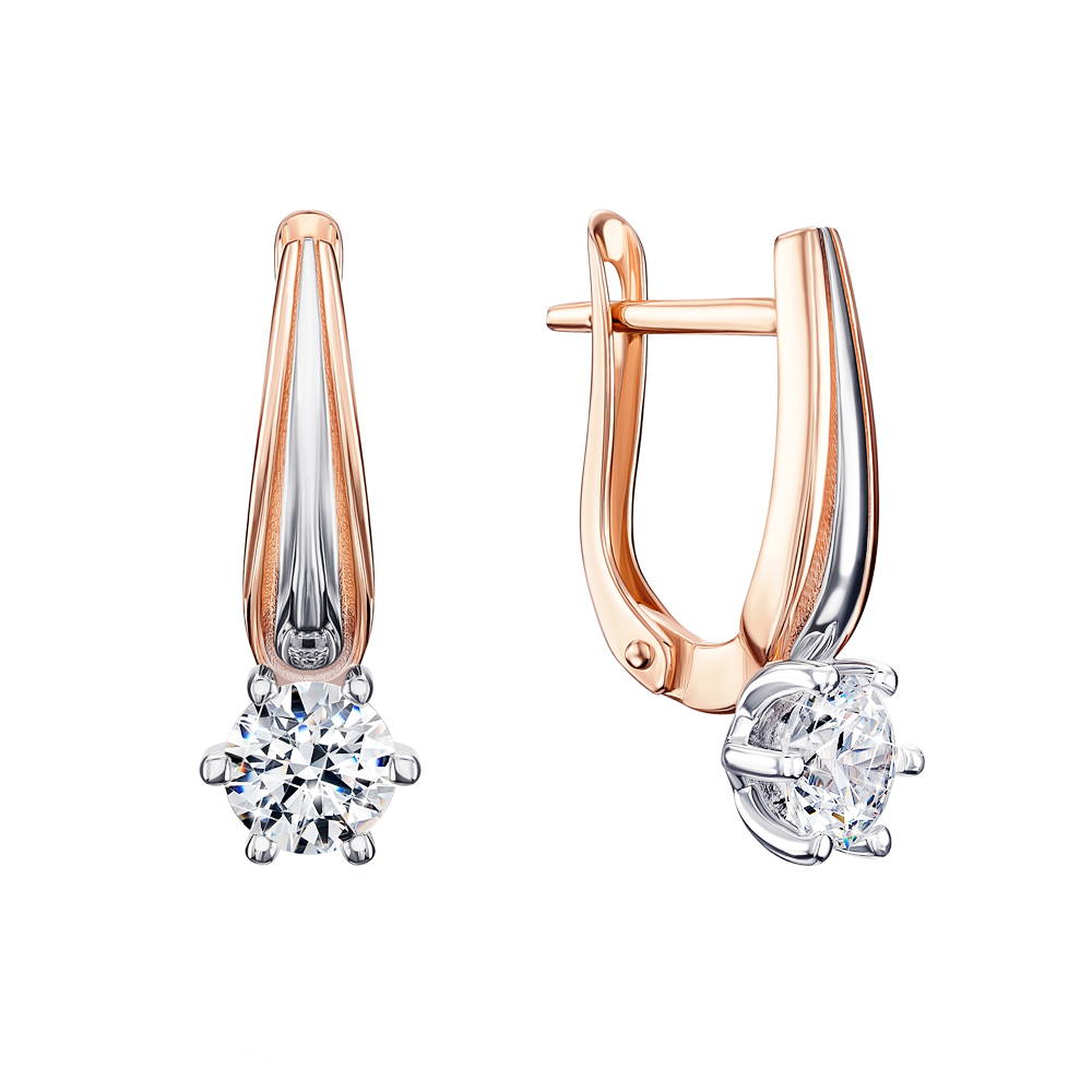 

Золотые серьги в комбинированном цвете с фианитом S Zirconia 000117496