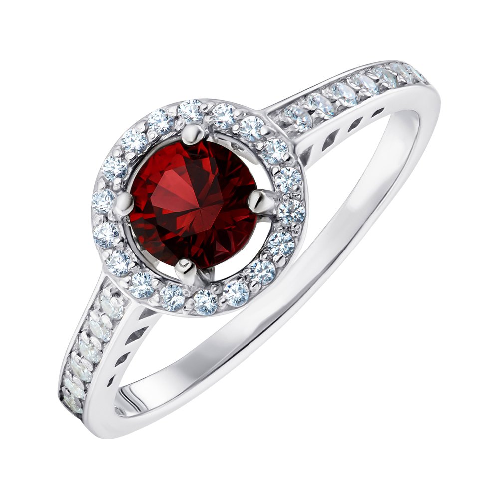

Серебряное кольцо с гранатом и фианитами 000149177 16.5 размера