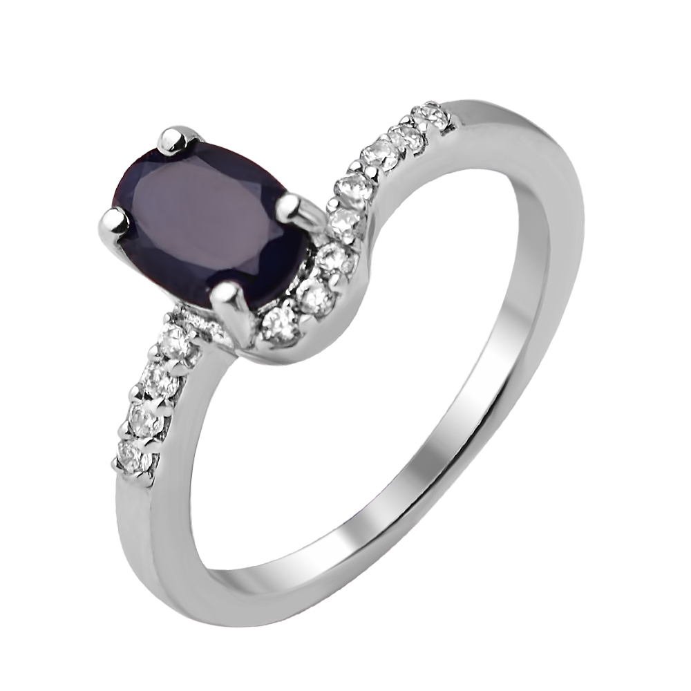 

Серебряное кольцо с сапфиром и фианитами 000117793 16.5 размера