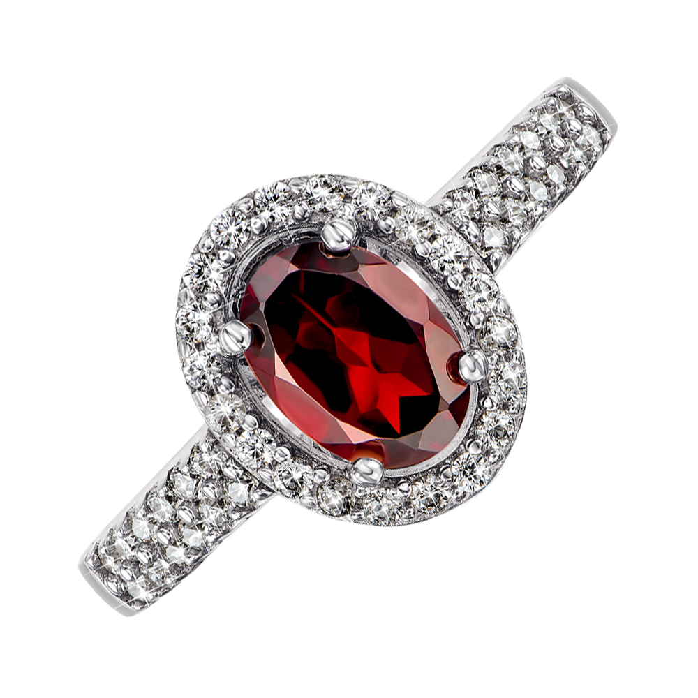 

Серебряное кольцо с гранатом и фианитами 000125033 17 размера