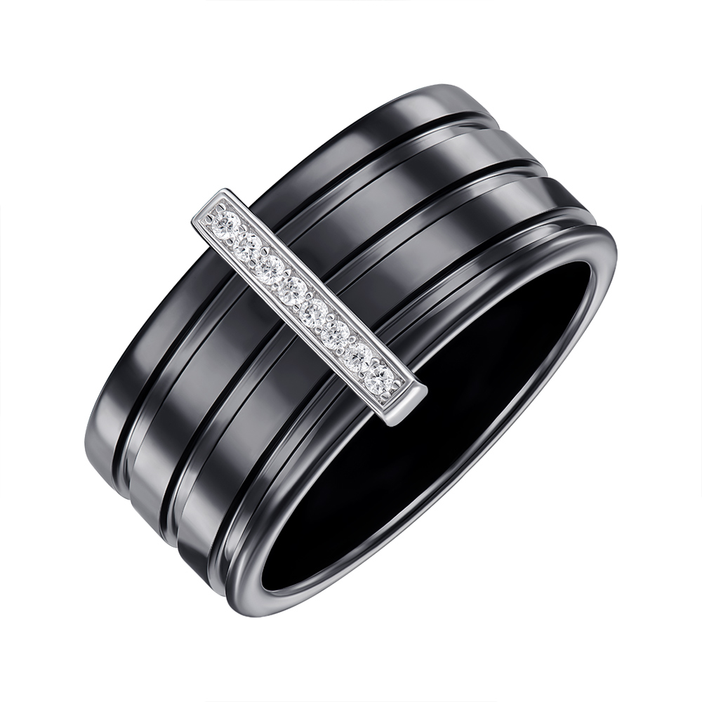 

Кольцо из серебра и керамики с фианитами 000147842 18.5 размера