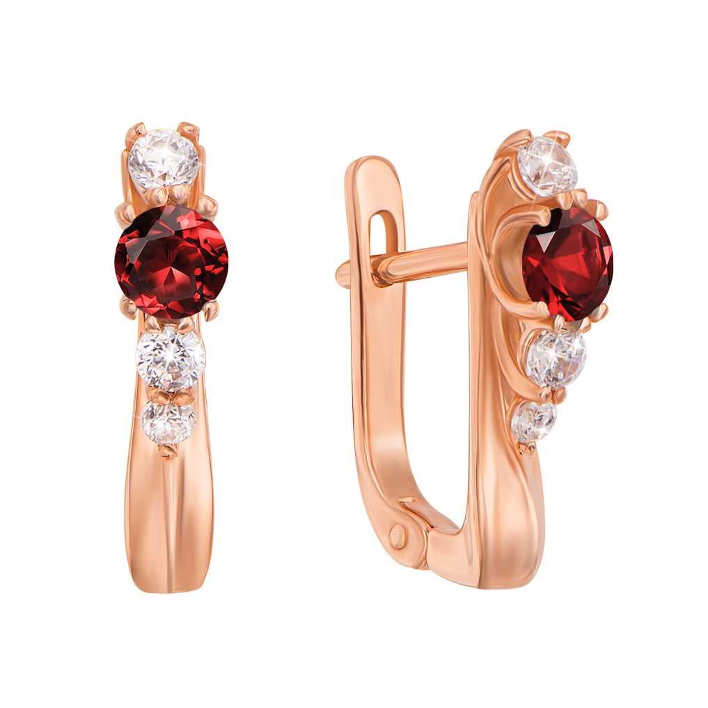 

Серьги из красного золота с гранатами и фианитами 000135746