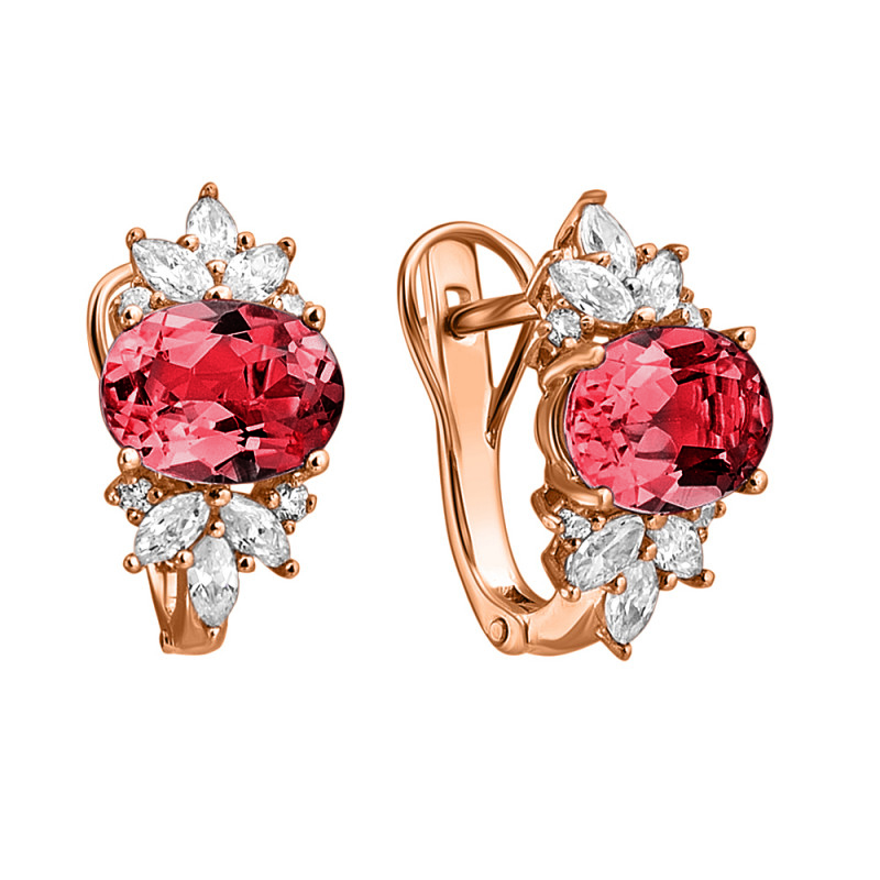 

Серьги из красного золота с гранатами и фианитами 000134583