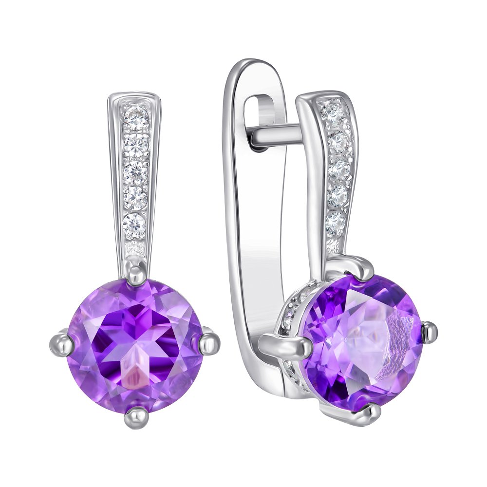 

Серьги из серебра с аметистами и фианитами 000151653