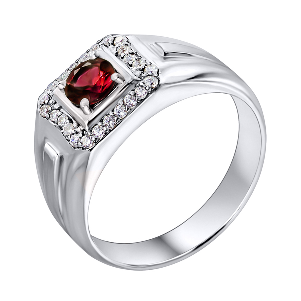 

Серебряное кольцо с гранатом и цирконием 000141729 18 размера