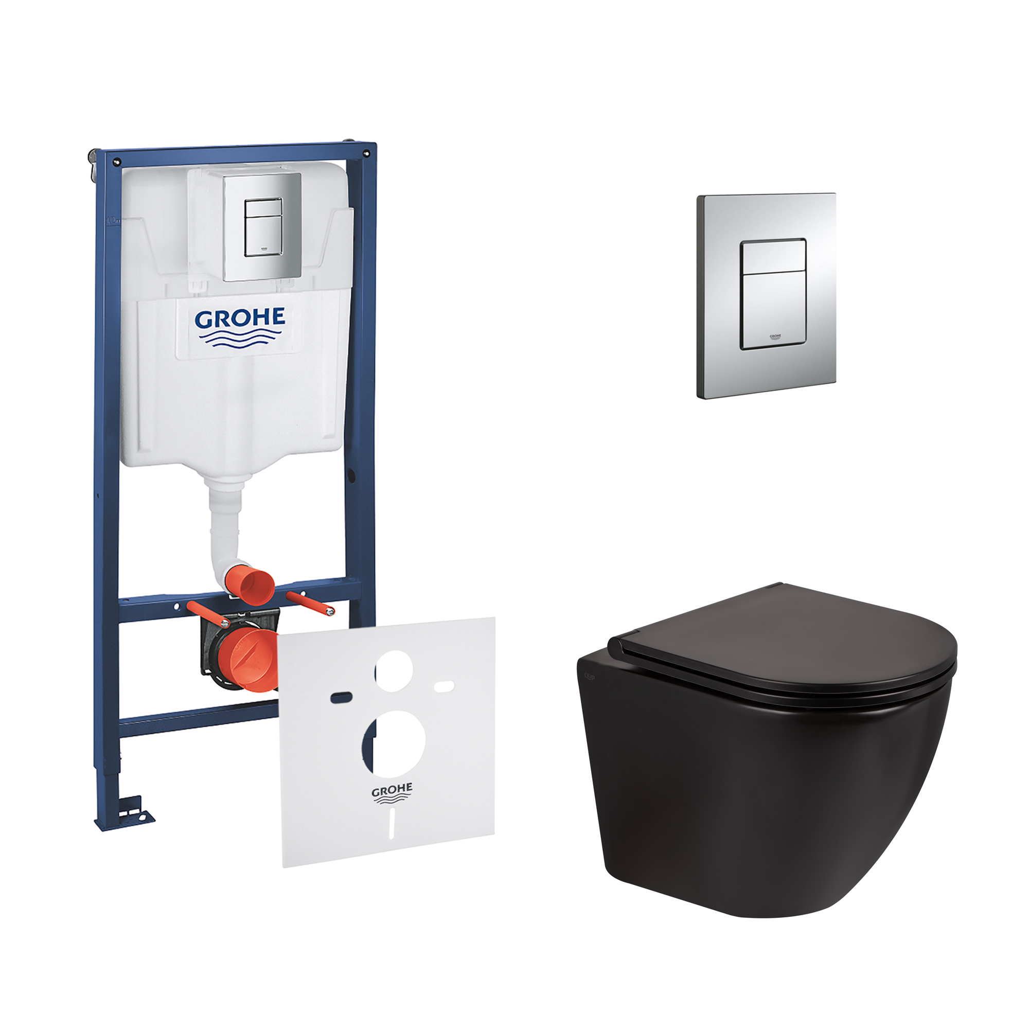 

Набор инсталляция 4 в 1 Grohe Rapid SL 38772001 + унитаз с сиденьем Qtap Tern QT13332141ERMB