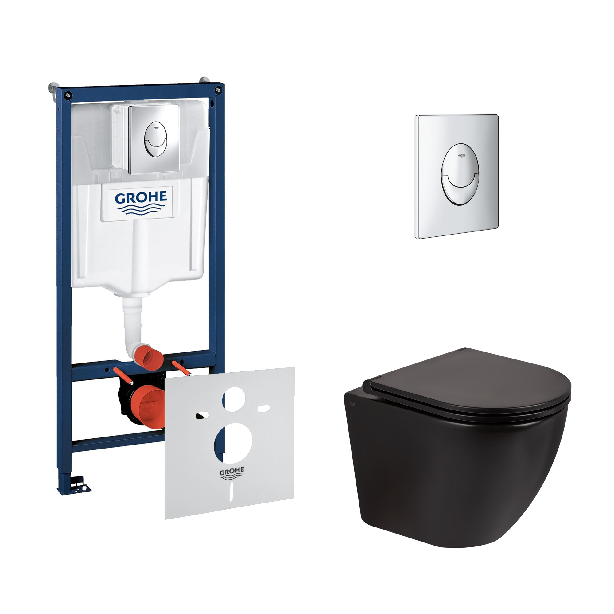 

Набор инсталляция 4 в 1 Grohe Rapid SL 38721001 + унитаз с сиденьем Qtap Robin QT13332141ERMB