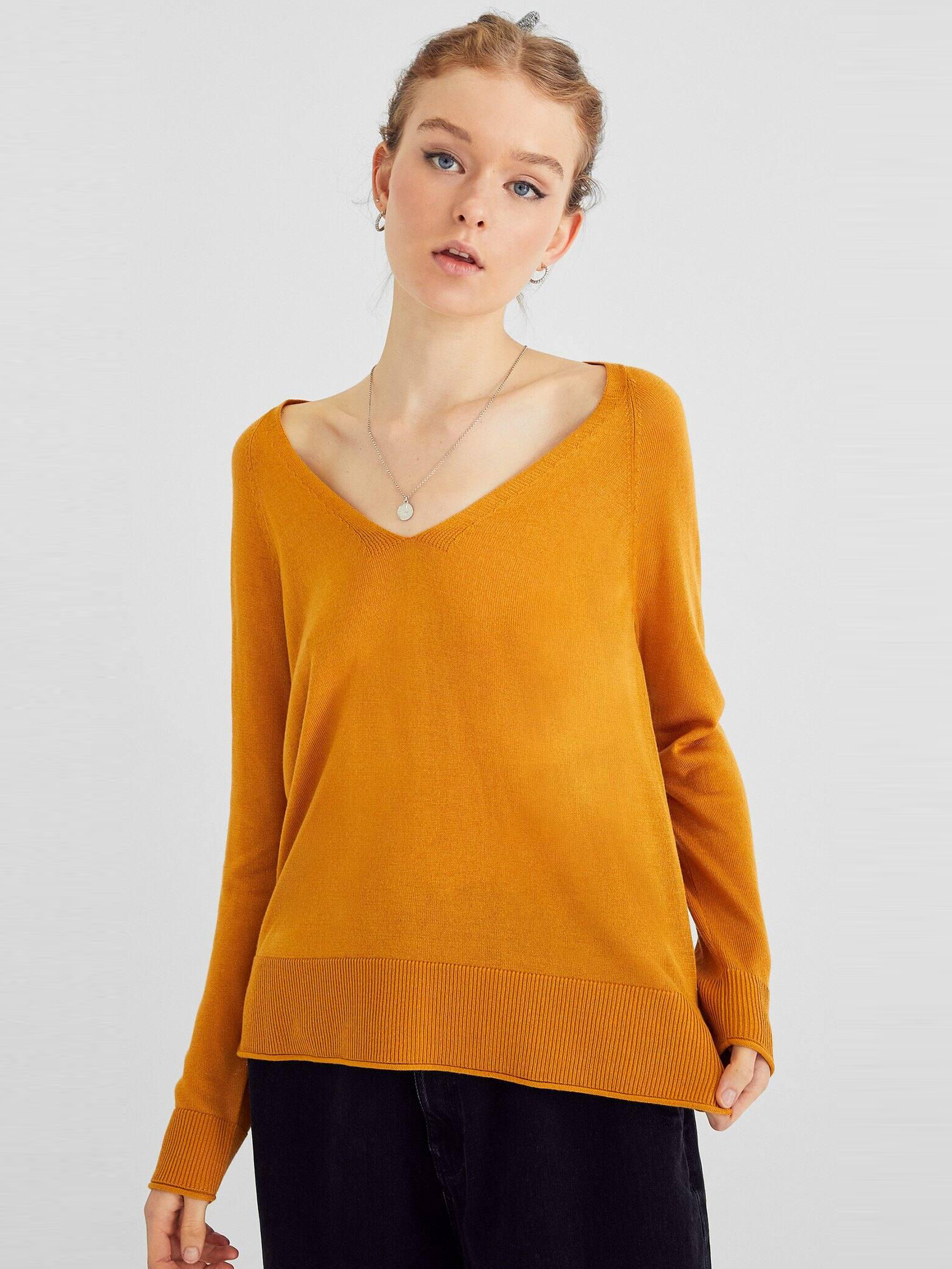 

Пуловер Stradivarius XAZ231113DLUU  Горчичный, Пуловер Stradivarius XAZ231113DLUU M Горчичный