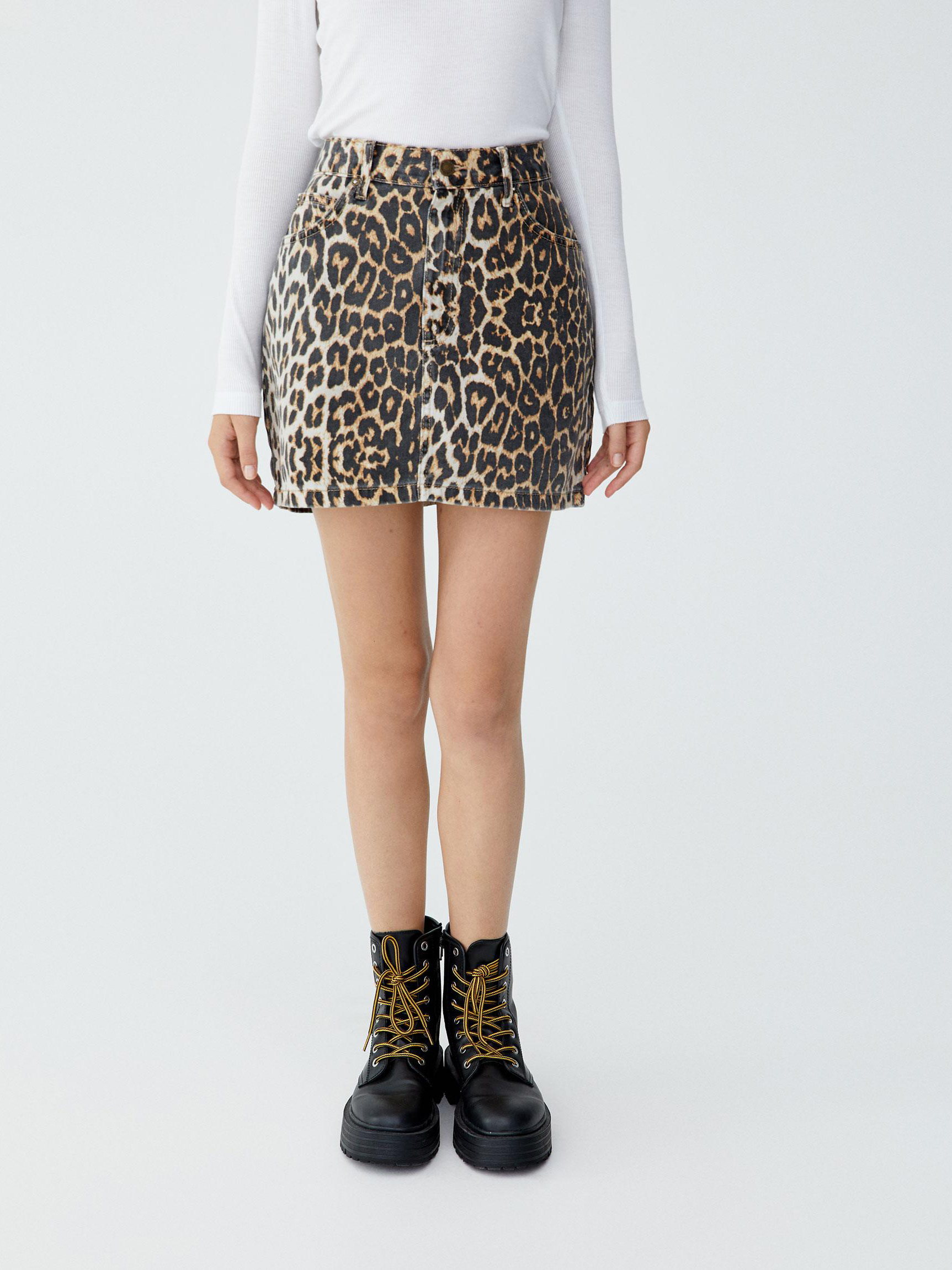 

Юбка Pull & Bear XAZ191201BJWD XS Леопардовая