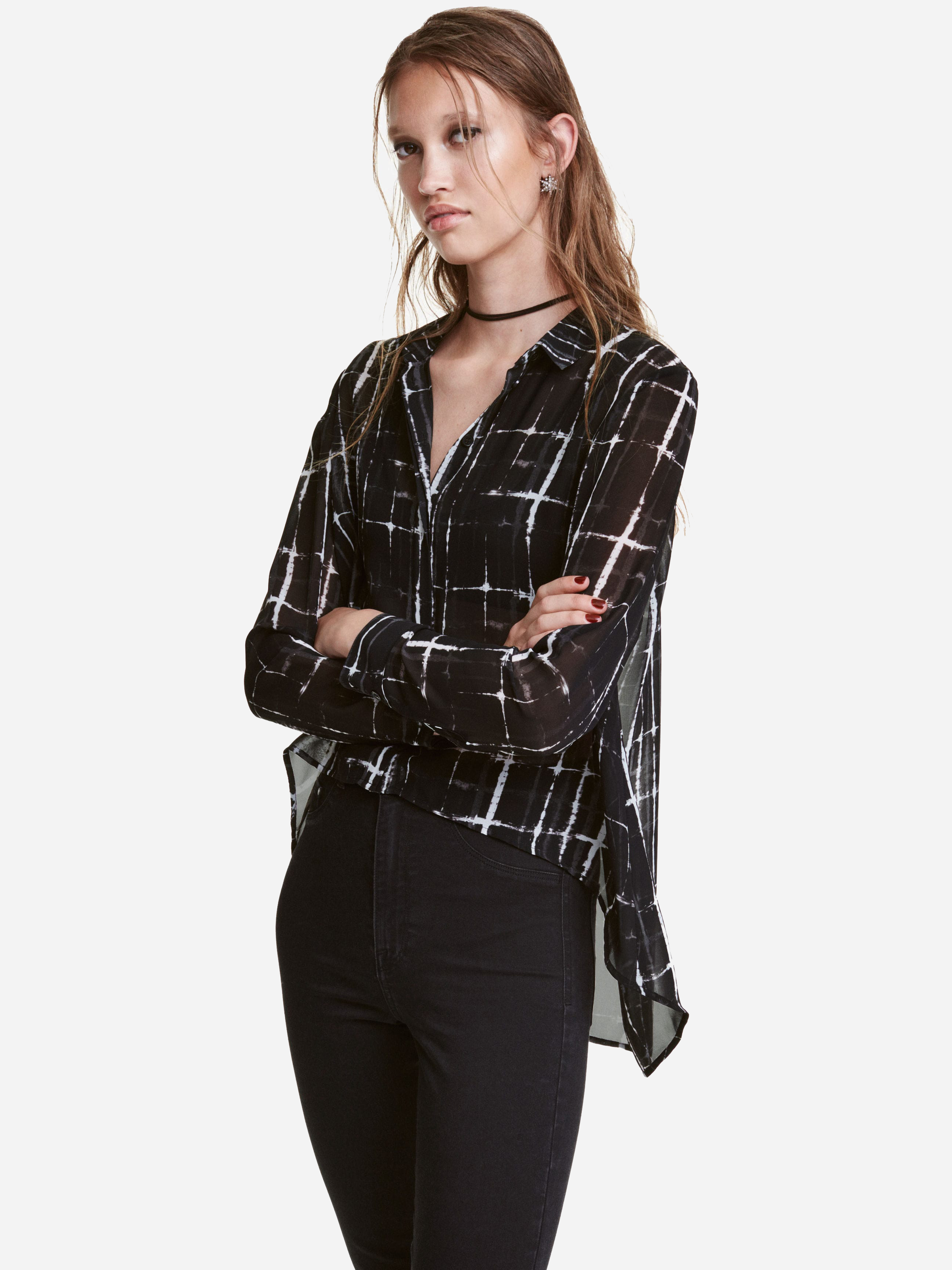 

Рубашка H&M XAZ052407IQPQ  Черная с белым, Рубашка H&M XAZ052407IQPQ 36 Черная с белым