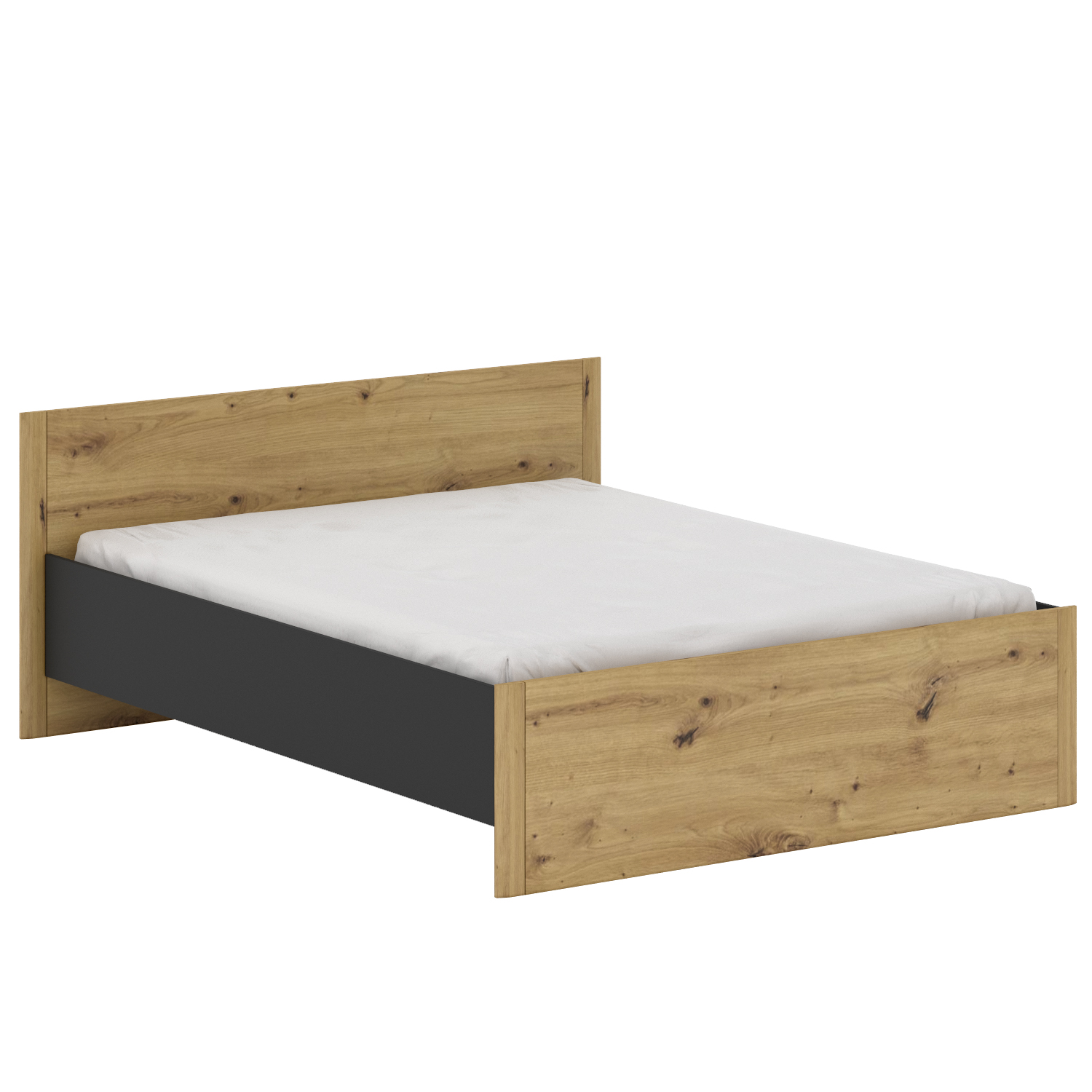 

Кровать двуспальная без основания Маrtin Z2 из ДСП+МДФ 160x200 черный/дуб артизан Blonski (без матраса)