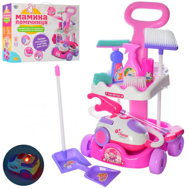 

Игровой набор для уборки Кае А 5938 тележка, пылесос, щетка, совок, швабра Мамина помичниця