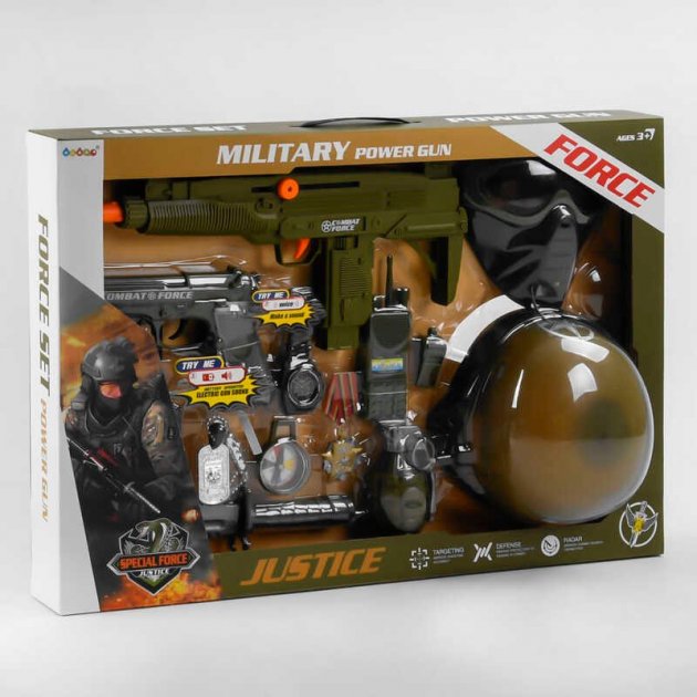 

Детский набор военного 34320 ,звук, свет, автомат, граната, каска, в коробке