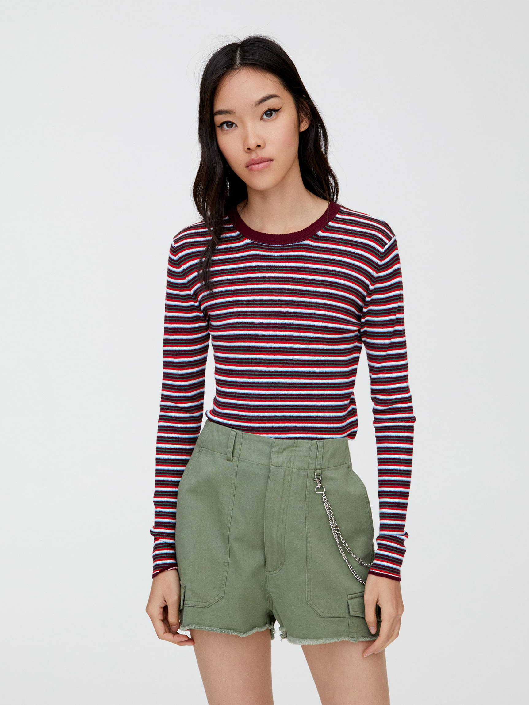

Лонгслив Pull & Bear XAZ295045SGKR  Бордовый с белым, Лонгслив Pull & Bear XAZ295045SGKR L Бордовый с белым