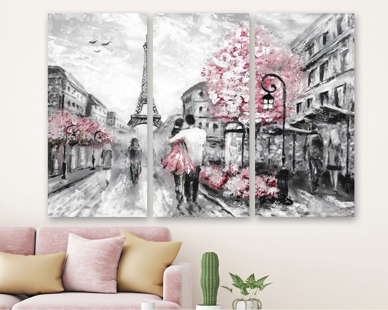 

Модульная картина на холсте из трех частей Прогулка к Эйфелевой башне 78x48 см