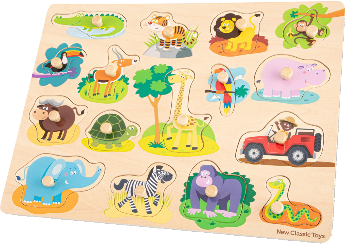 

Пазл игровой New Classic Toys Деревянный Сафари 16 частей (8718446104412)