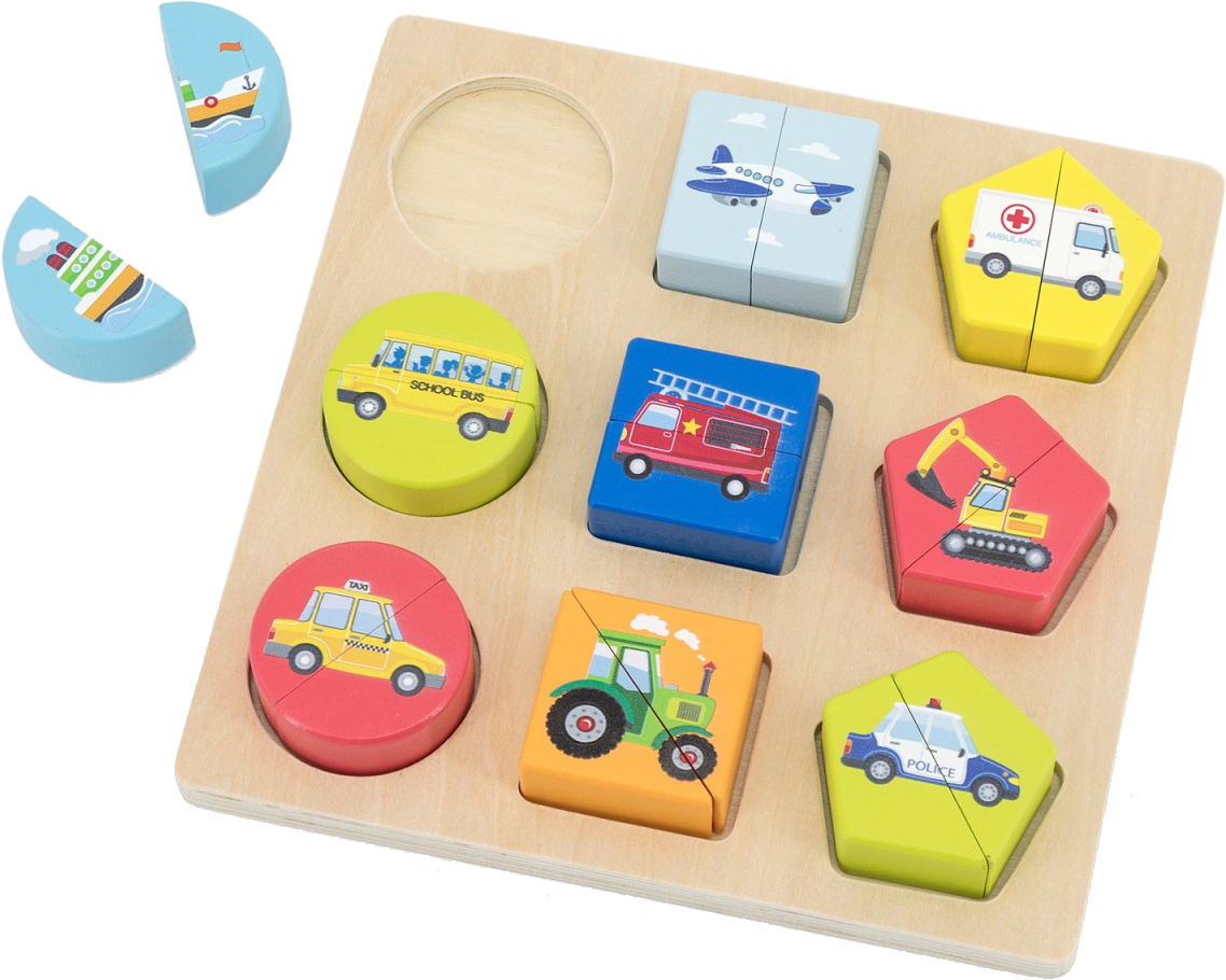 

Головоломка из блоков New Classic Toys Деревянная Транспорт (8718446104627)