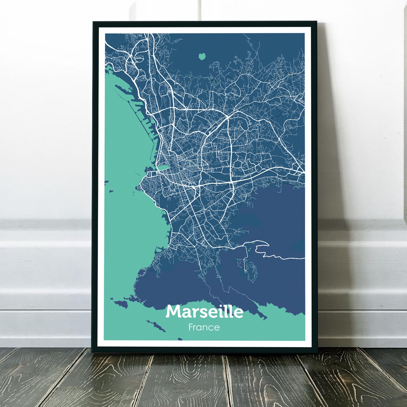 

Картина на холсте карта города - Марсель 60x90см