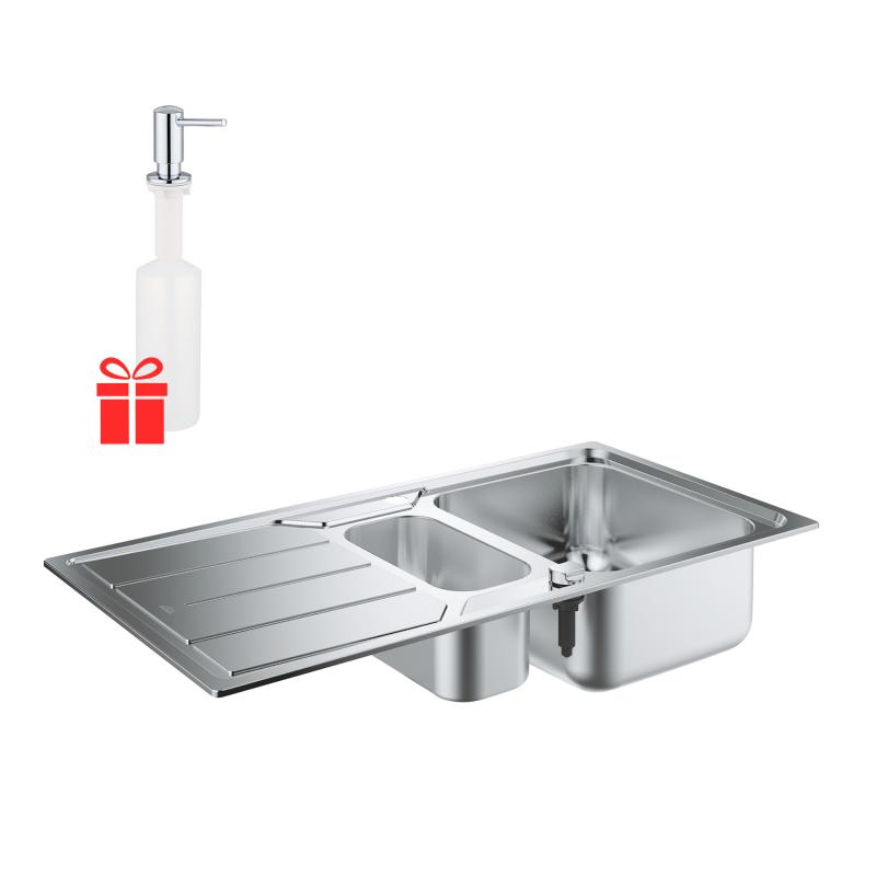 

Набор Grohe EX Sink 31572SD0 кухонная мойка K500 с доп. чашей + Grohe EX Contemporary 40536000 дозатор жидкого мыла